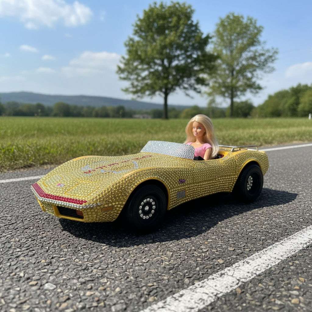 Bedazzled Barbie Corvette