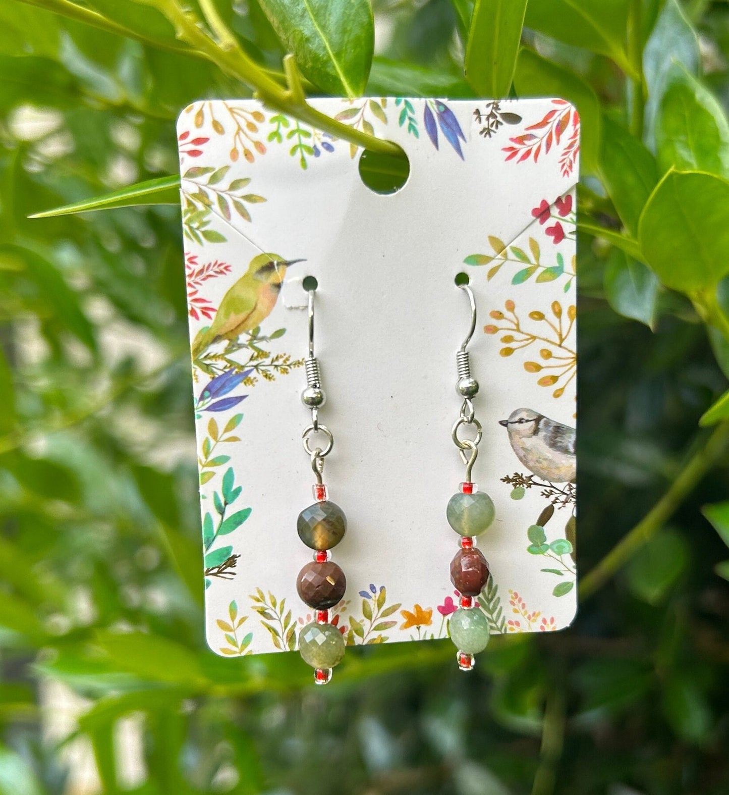 Three on the Tree Jasper Beaded Earrings