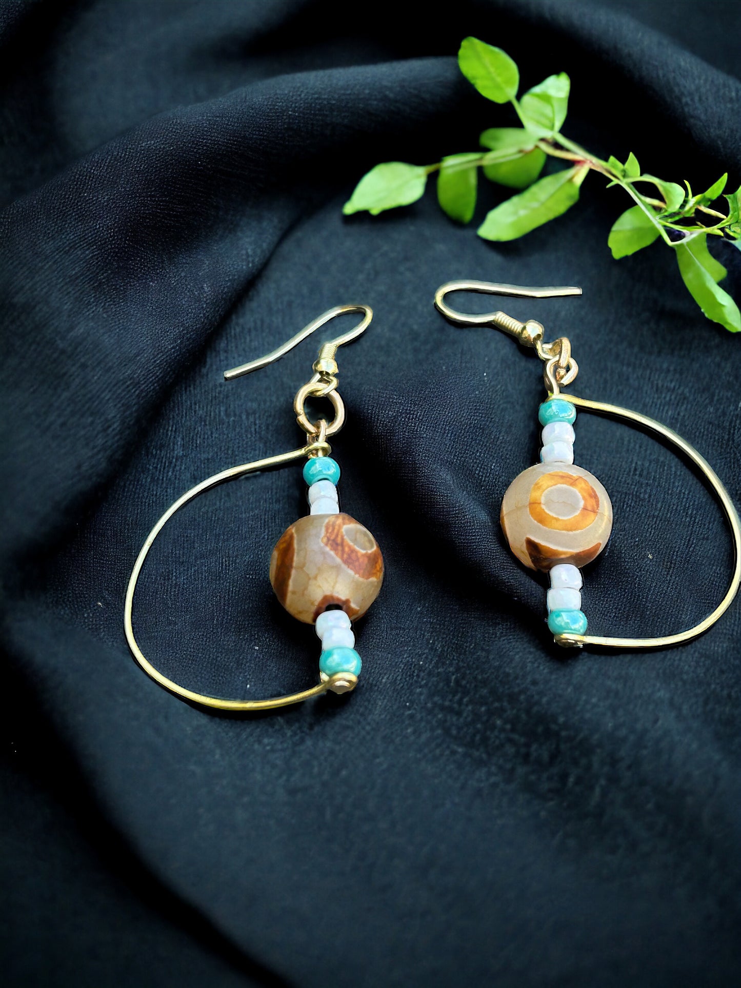 Neon Moon Painted Agate Earrings