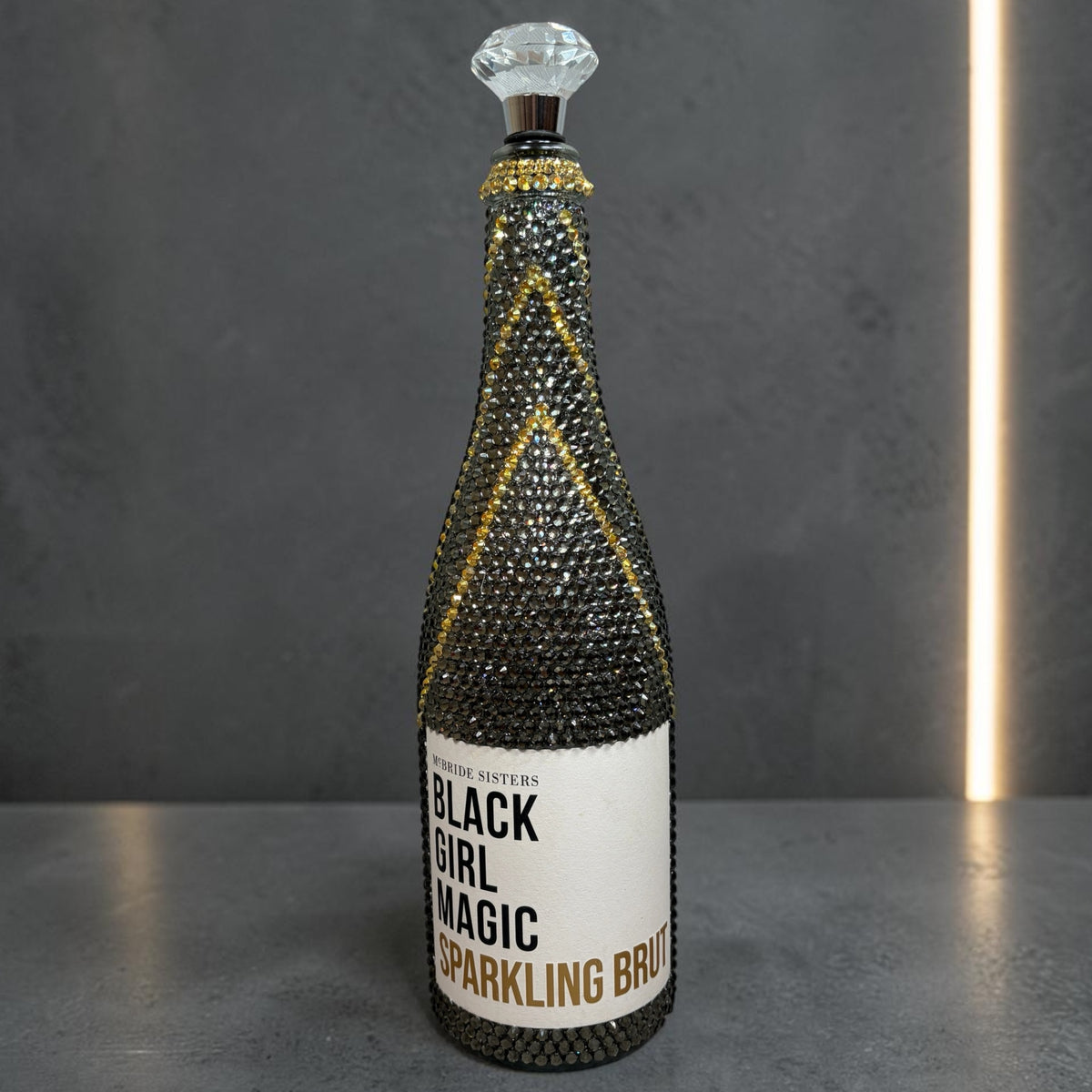 Black Girl Magic Rhinestone Wine Bottle