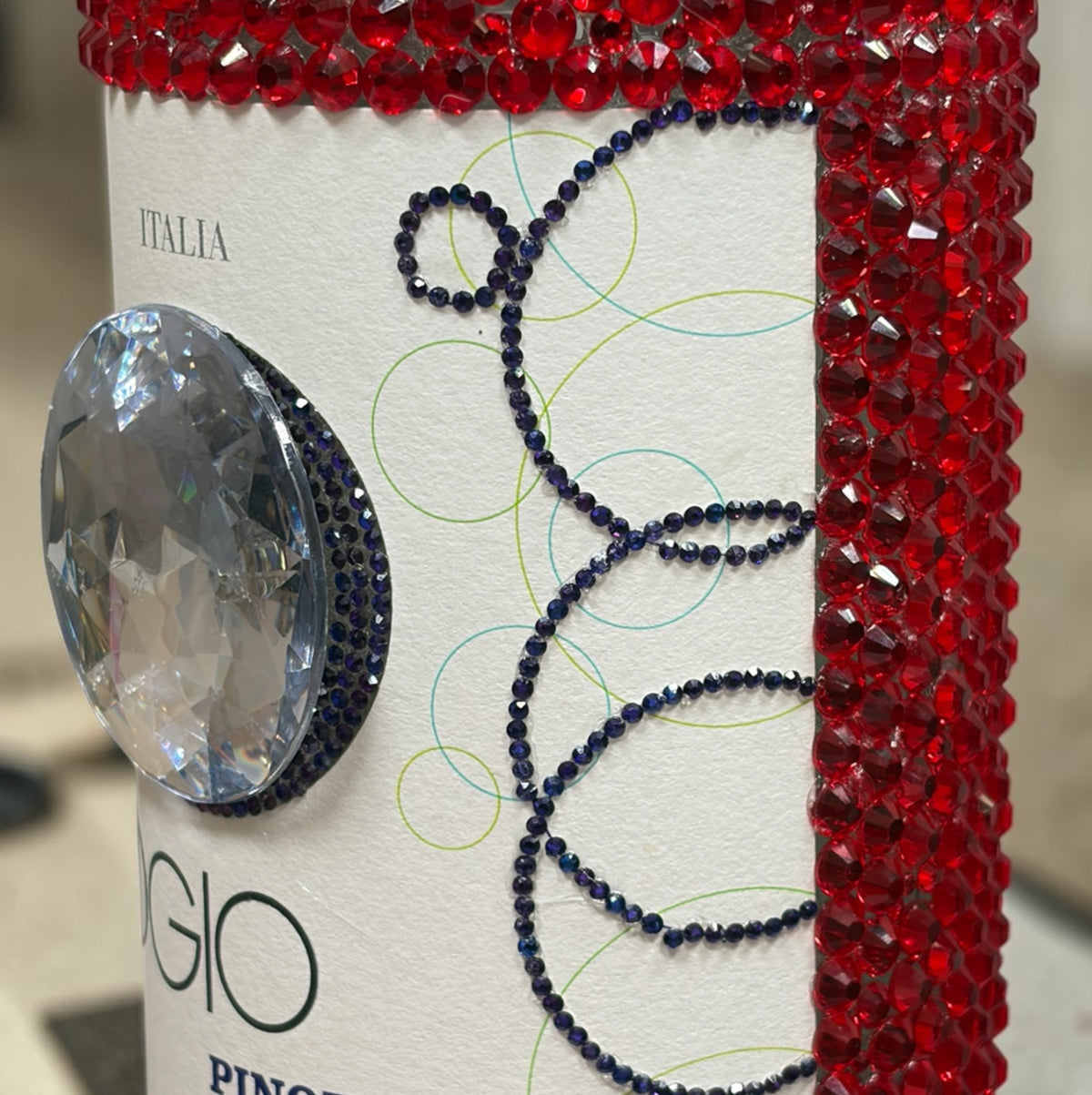 Red Hot Bedazzled Wine Bottle