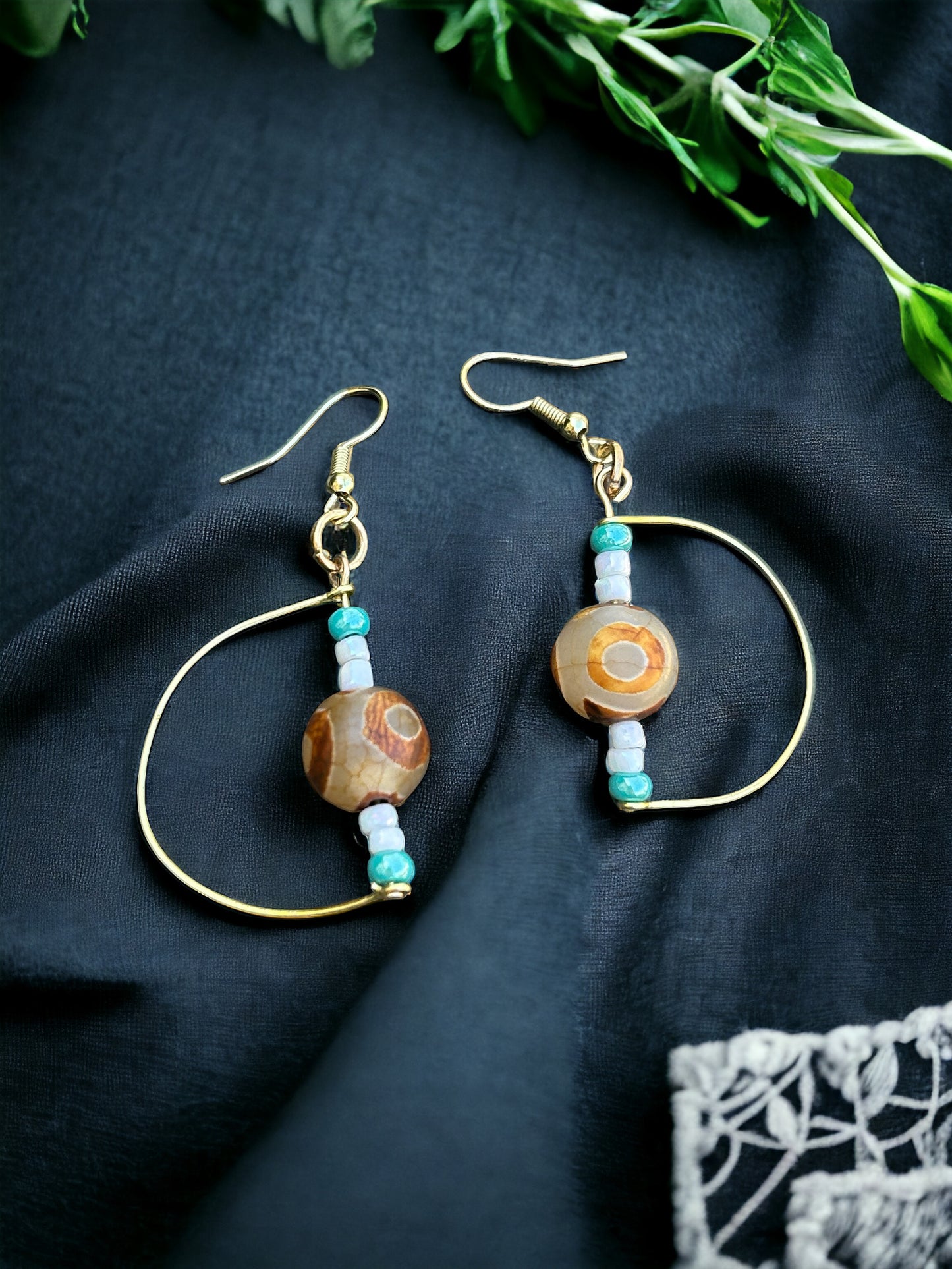 Neon Moon Painted Agate Earrings