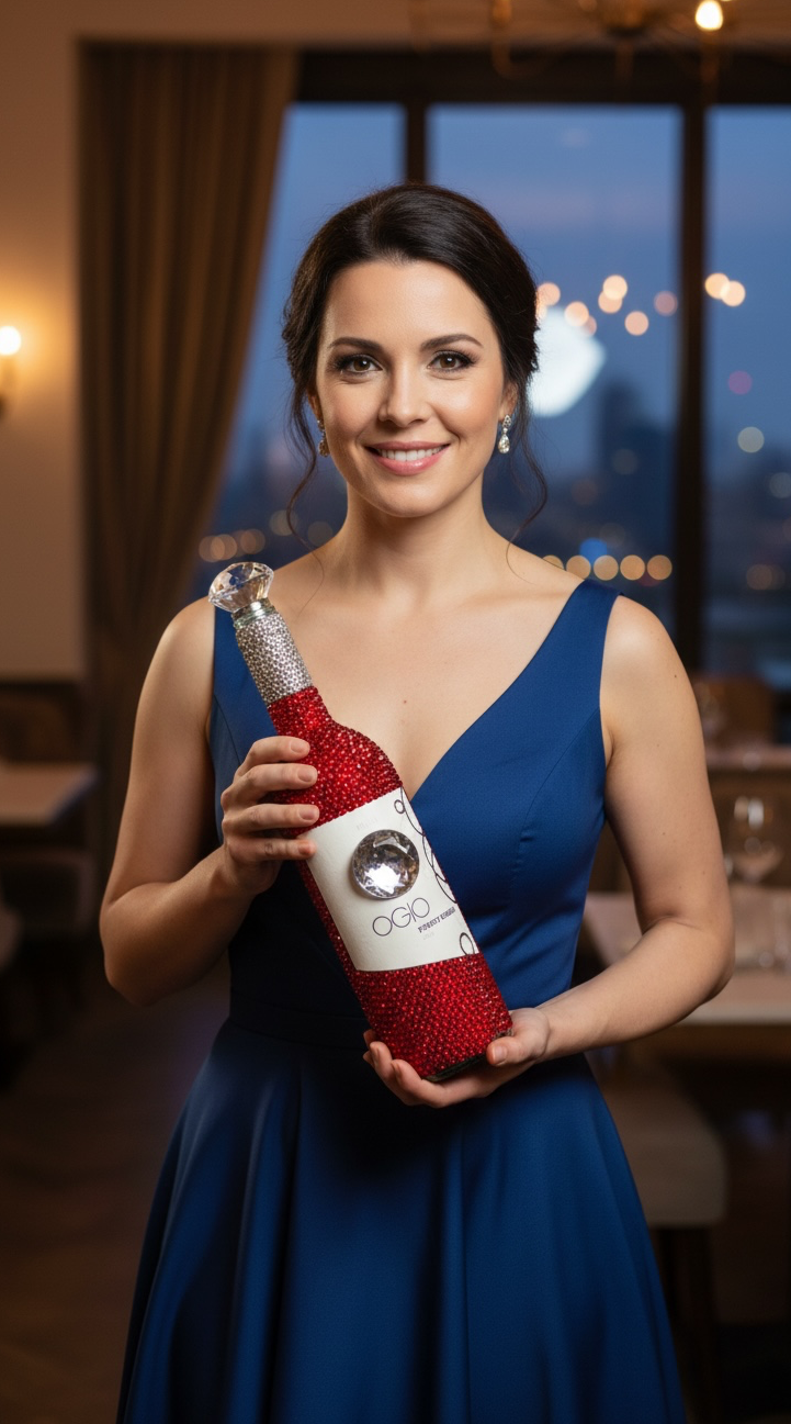 Red Hot Bedazzled Wine Bottle