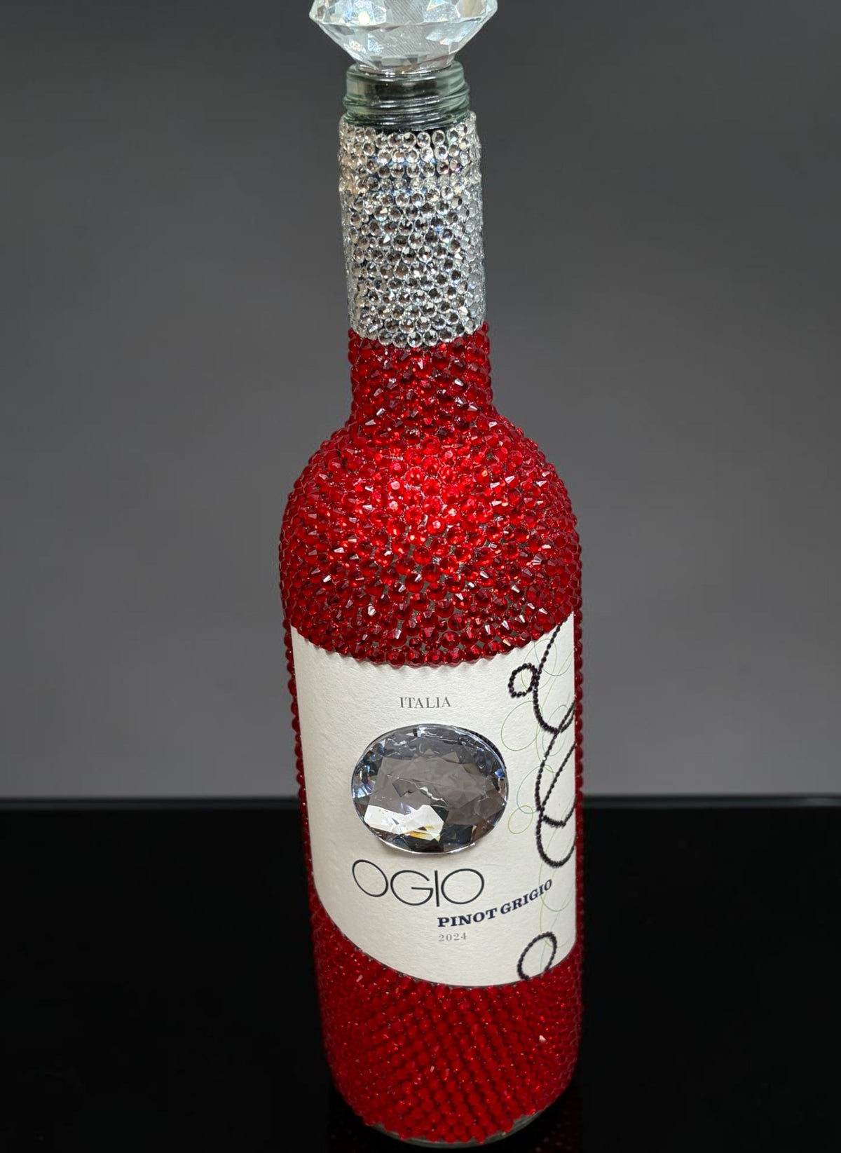 Red Hot Bedazzled Wine Bottle