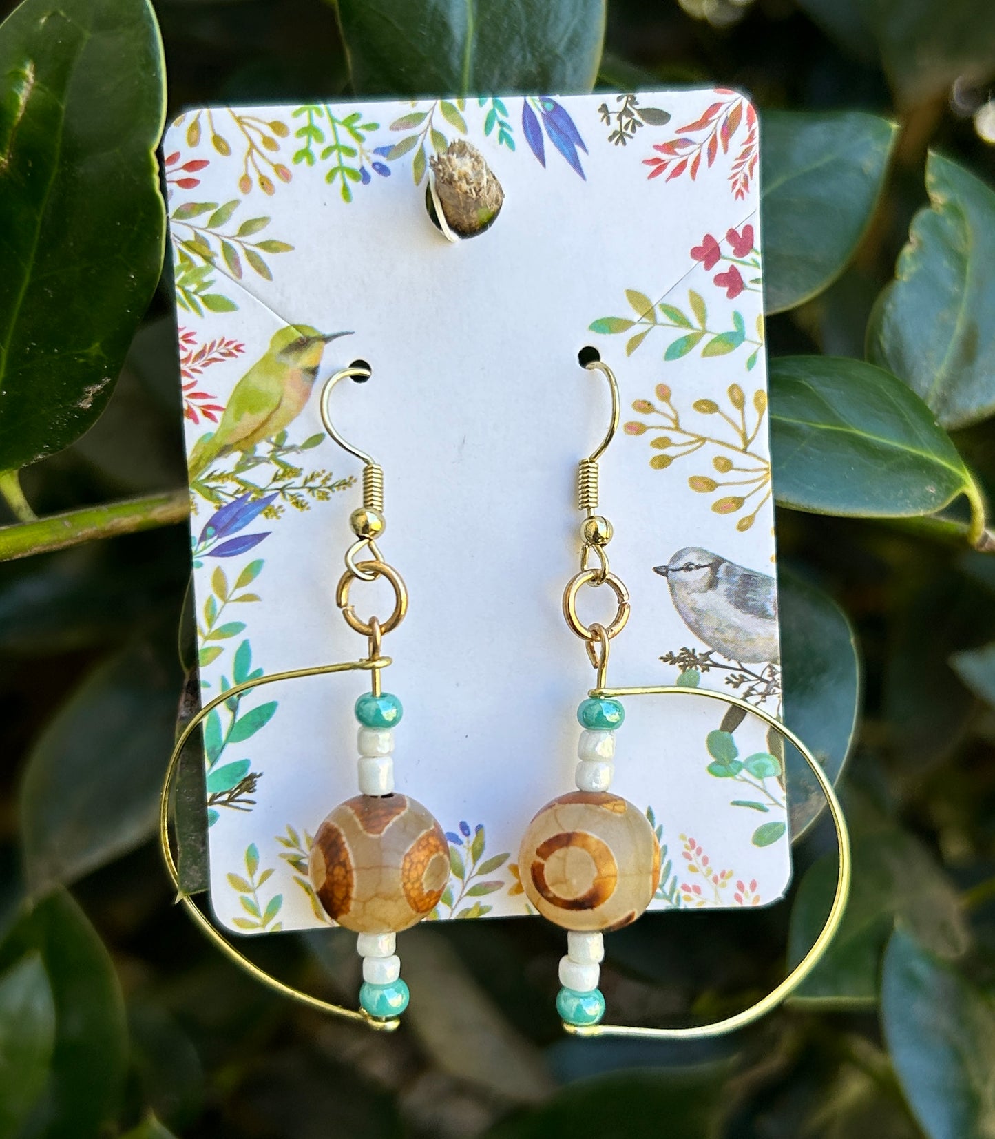 Neon Moon Painted Agate Earrings