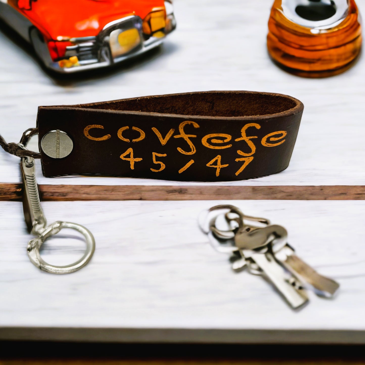 Heart Like a Truck Custom Leather Keychains