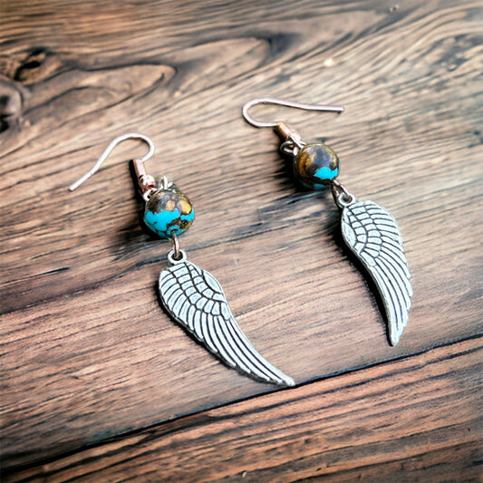 Silver Wings Charm Earrings